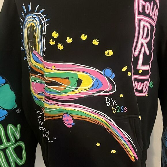 Rolling Loud UO Rainbow Road Black Graphic Pullover Hoodie Sweatshirt Music - Picture 10 of 16